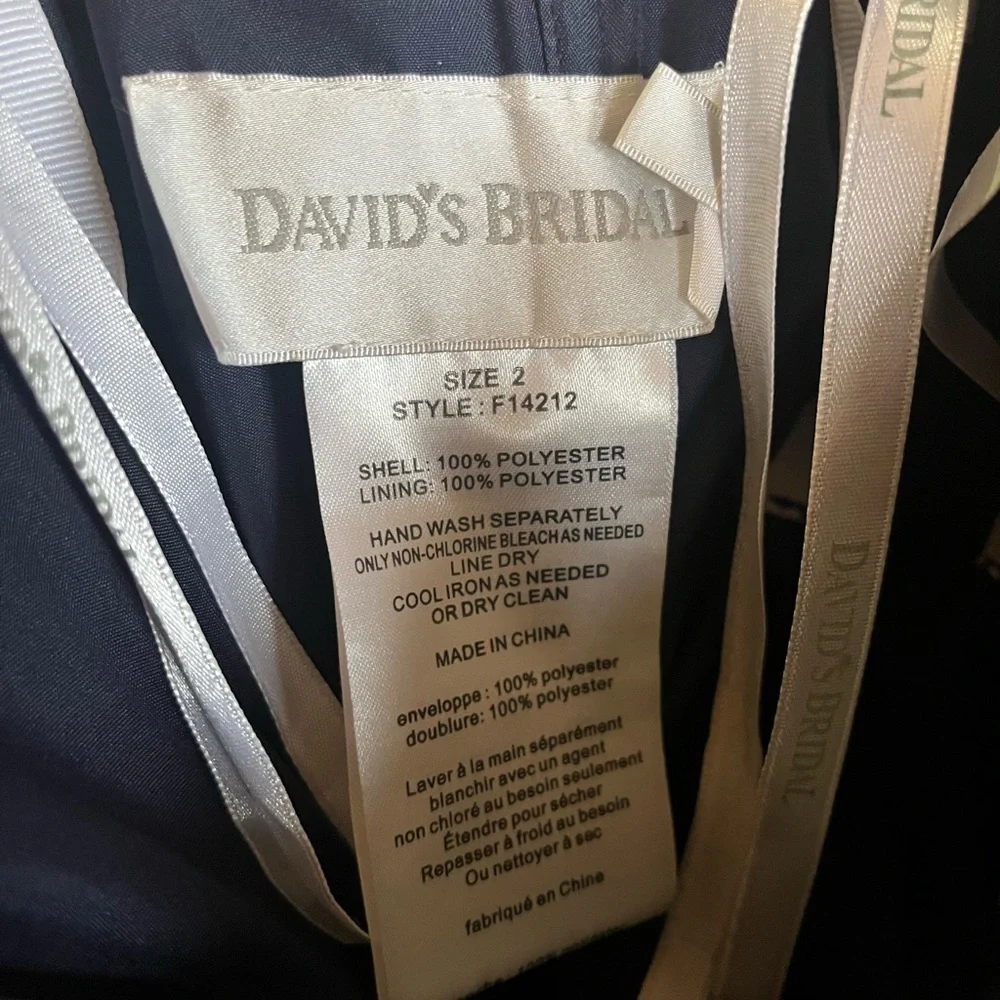 David's Bridal pleated satin strapless dress - Picture 2 of 3